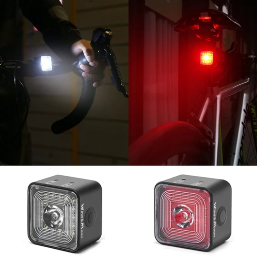 Imagen 2 del producto Luz de detección de freno inteligente para bicicleta, juegos traseros/frontales IP66, resistente al agua, luz trasera para bicicleta de montaña y carretera, USB, lámpara de seguridad nocturna para ciclismo, 120LM
