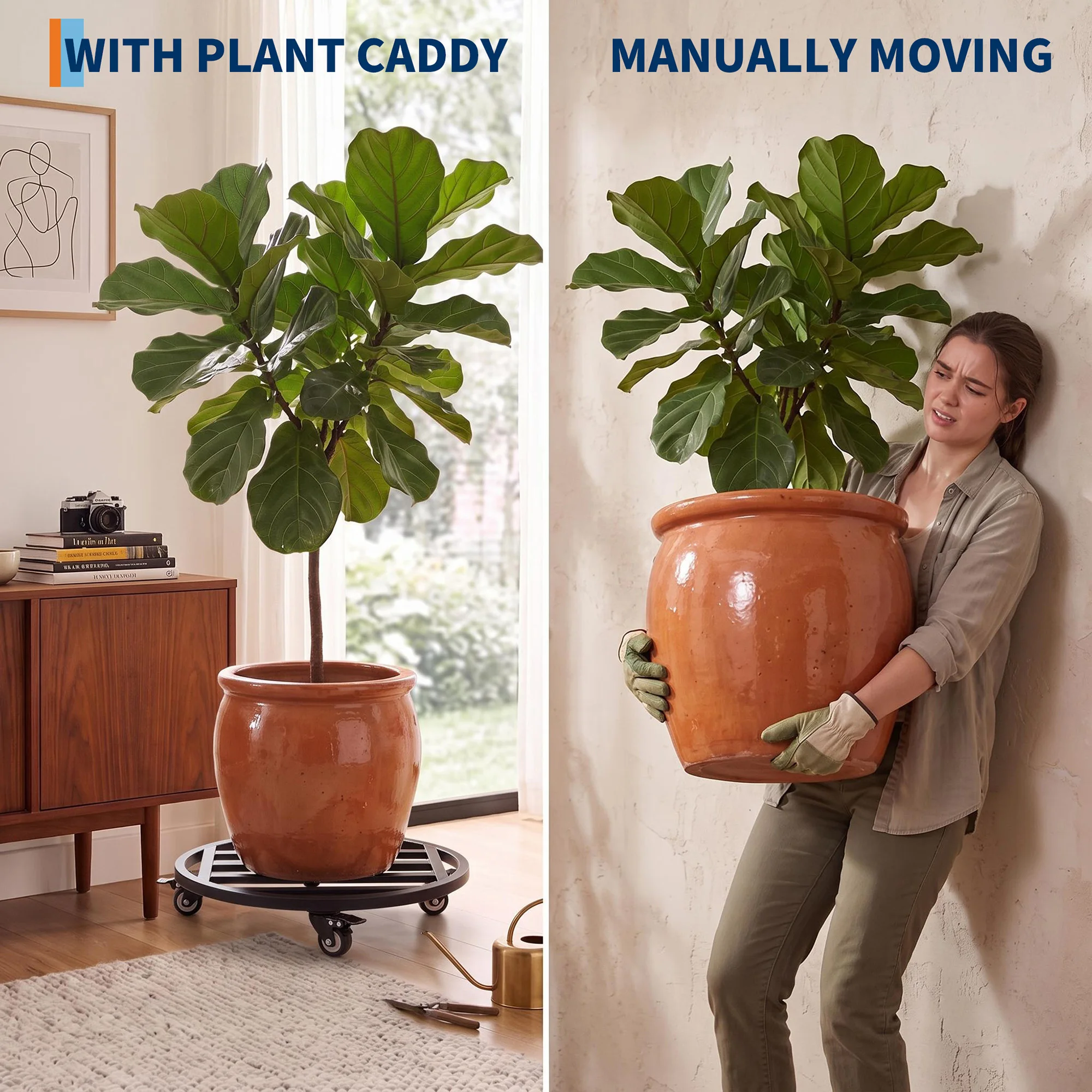 1/2 Packs 18-Inch Plant Caddy with Wheels Heavy Duty, 500 Lbs Rolling Plant Stand Indoor Outdoor, Rust-Proof Round Plant Dolly for Large Pots