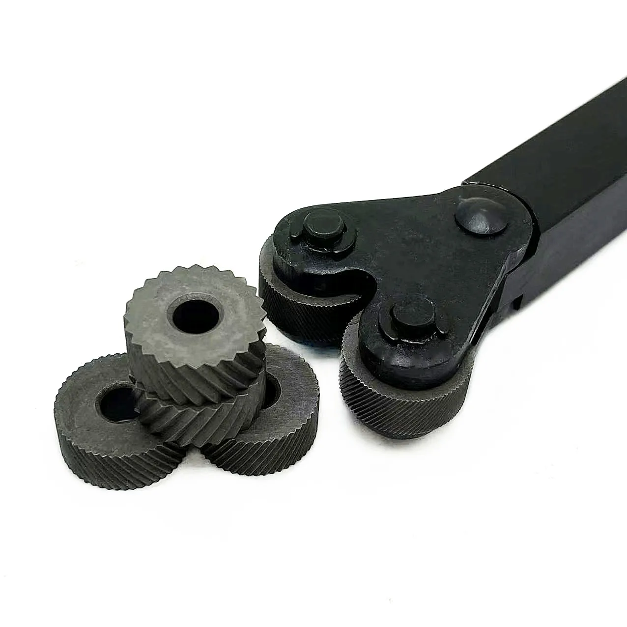 6 buah roda Knurling 0.6mm 1mm 2.0mm, roda Embossing lubang dalam HSS + 1 buah Reticulated Lathe Steel bubut pemegang alat HSS