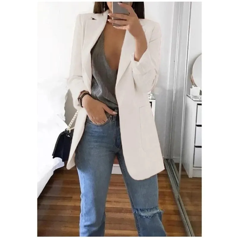 Plus Size Blazer Odzież damska Casual Cardigan Jesienno-zimowy płaszcz Solidny duży płaszcz z klapami Grace Fashion Odzież wierzchnia