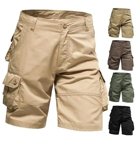 

Шорты мужские свободного покроя, комбинезон с несколькими карманами, хлопковые удобные никелевые брюки, повседневные спортивные пляжные штаны для активного отдыха, большие размеры, на лето