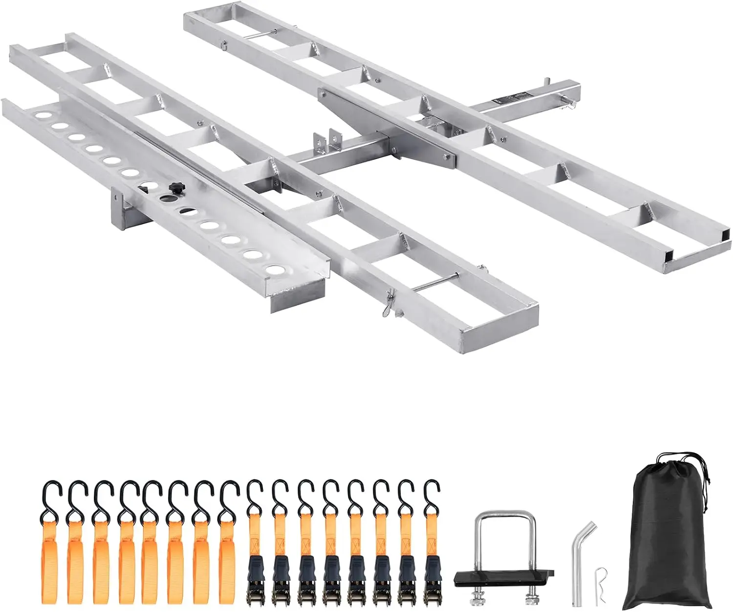 Motorcycle Carrier, 2-Bike 600 LBS Aluminum Motorcycle Carrier Hitch Mount, Loading Ramp, Scooter Dirt Bike Trailer Hauler, Ratc