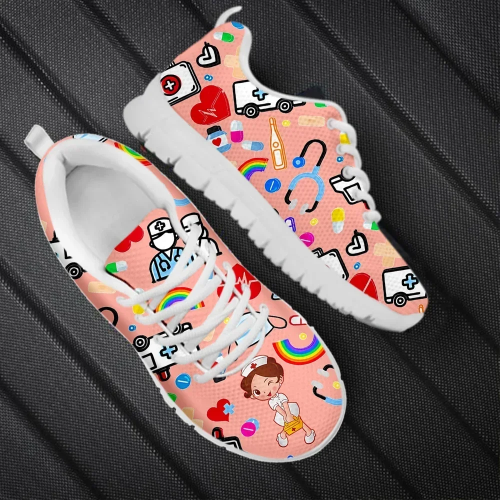 

Nurse Girls Pattern Medical Print Women's Casual Sneakers Ladies Comfort Anti-Slip Flat Shoes Zapatos de enfermería