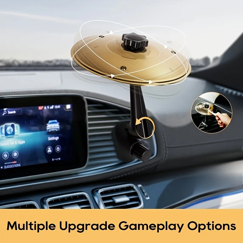 

1pc Portable Car Drum Set with Drumsticks - Fits All Vehicles, Hands-Free Drum Kit, Gold Drum Head and Stand