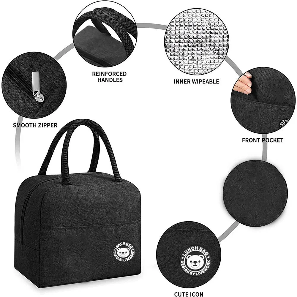 سلسلة ألوان جديدة عامل نزهة صندوق الغداء المحمول سستة معزول حقيبة الغداء سعة كبيرة تخزين الغداء حزمة أنيقة تخفيف #3