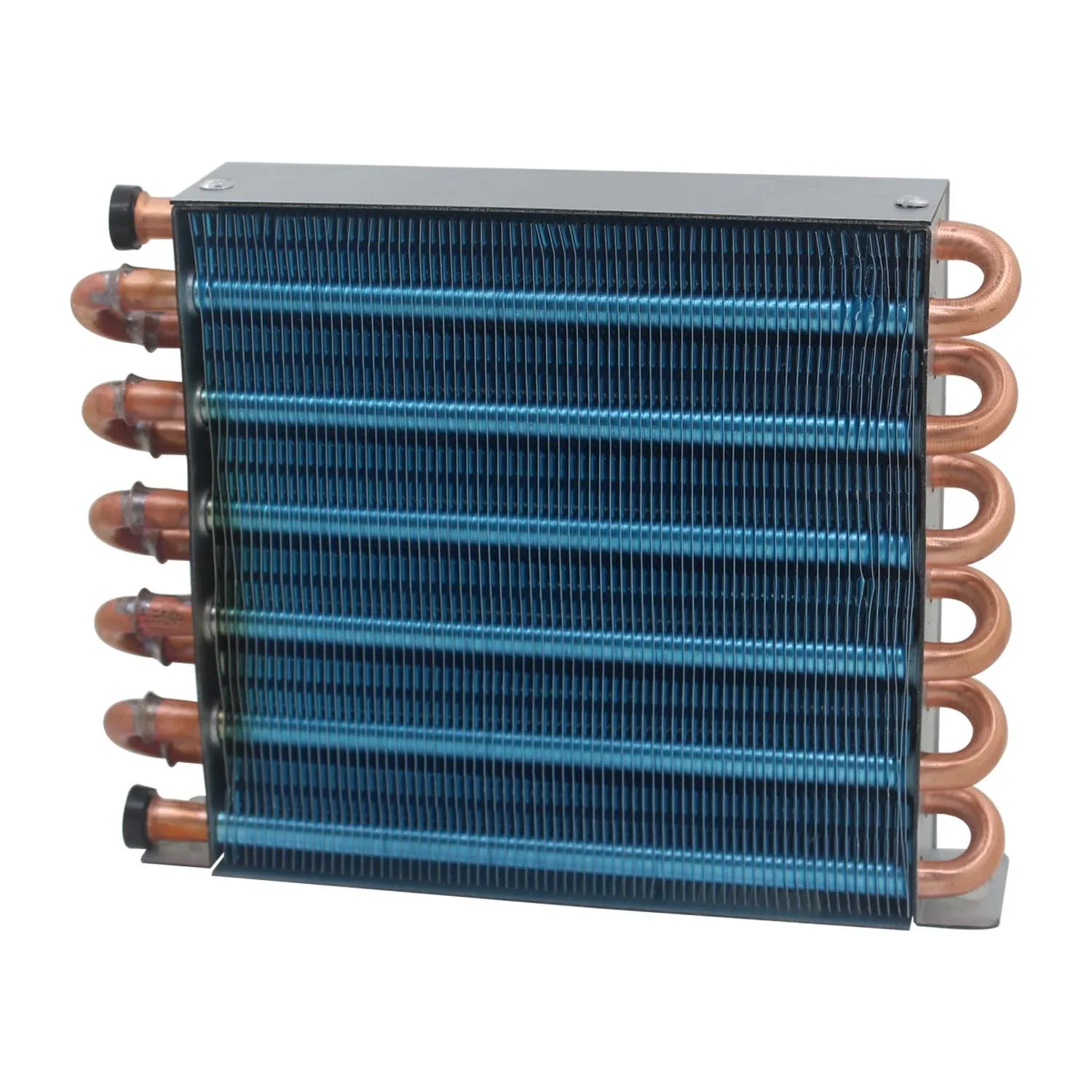 Radiador de condensador de carcasa pequeña, refrigerador, congelador, aleta de aluminio refrigerada por agua y intercambiador de calor de tubo de cobre con ventilador refrigerado por aire