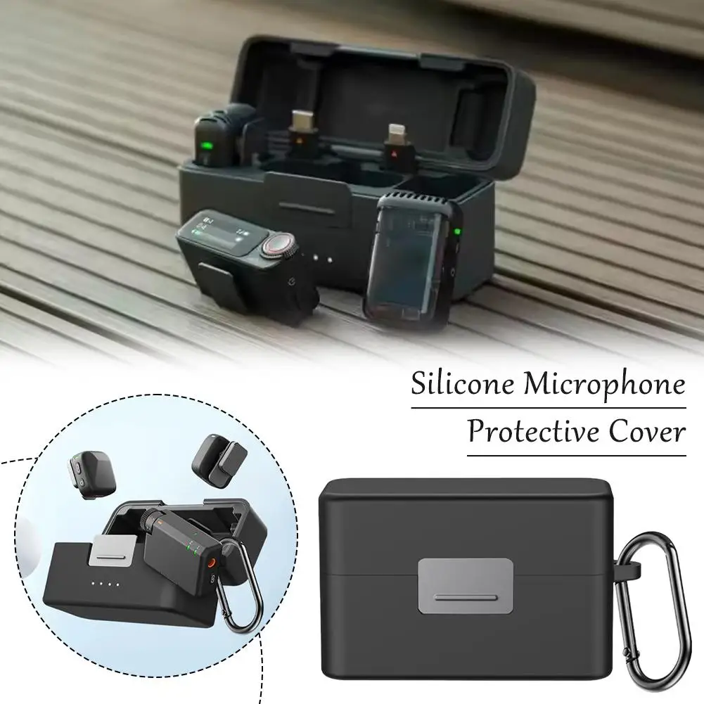 For DJI Mic Mini Silicone Protective Cover With Anti-lost Buckle Anti-fall Shock-absorbing Microphone Charging Box Shell