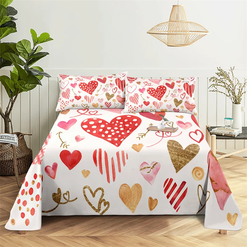 

Pink Cute Queen Sheet Set Sweet Girl，Lady's Room Bedding Set Bed Sheets and Pillowcases Bedding Flat Sheet Bed Sheet Set