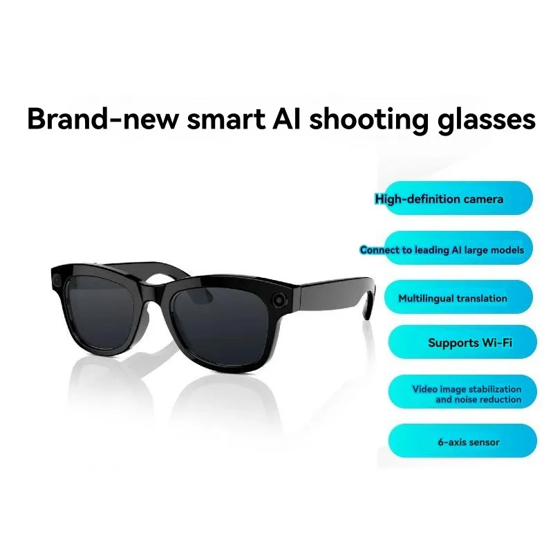 

ABSQ-AI Glasses-Black& Transparent Design, Call Function, Video Recording, Translation Support, HD Anti-Shake Technology