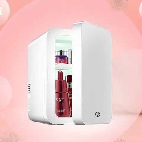 조광 가능한 LED 조명 거울이 있는 미니 뷰티 냉장고, 8L 자동차 냉장고, 휴대용 미니 냉동고, 메이크업 거울 냉장고