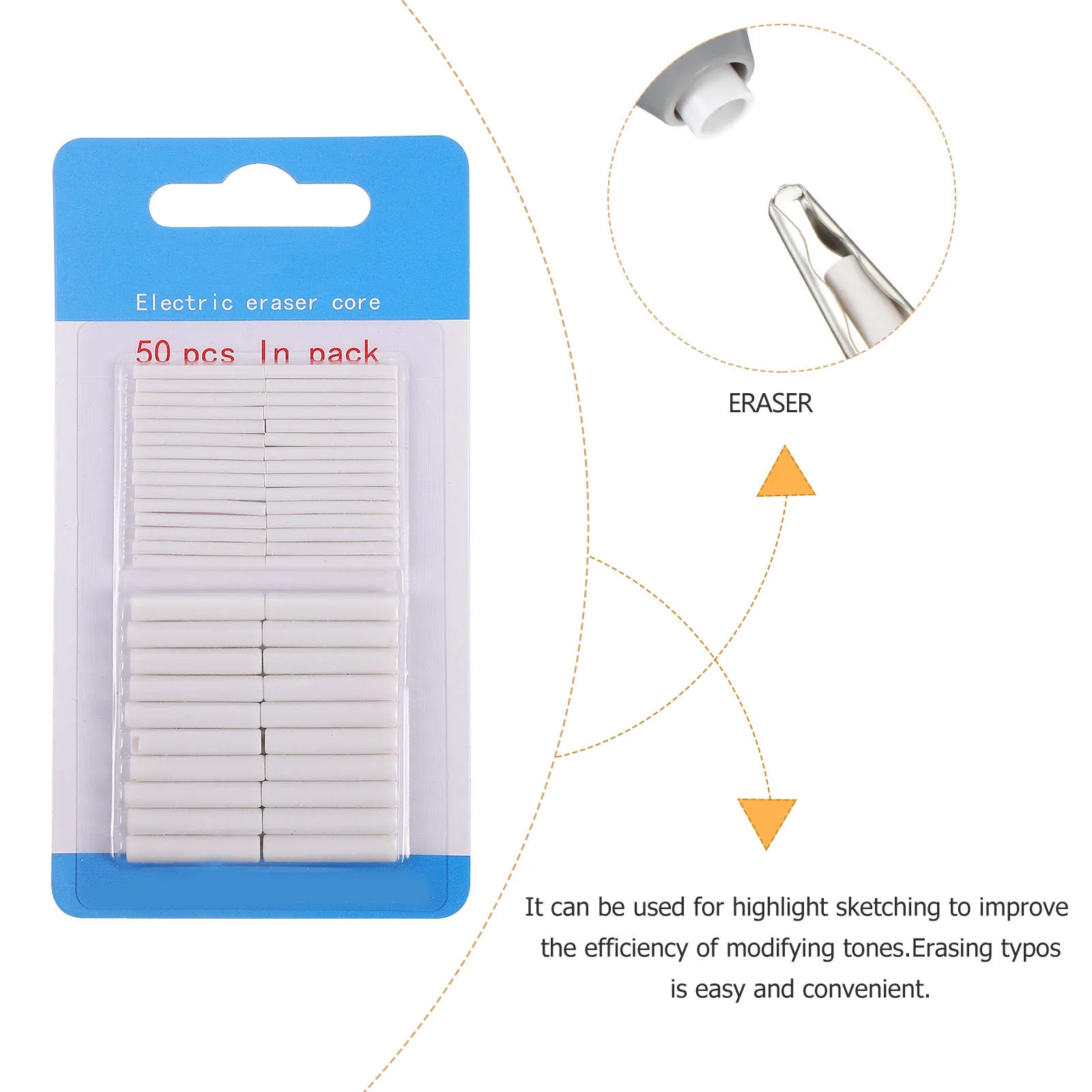 100 قطعة من نوى الممحاة البديلة للممحاة الكهربائية المدمجة لتصحيح النواة الصغيرة مثالية للطلاب رسم وكتابة الأخطاء
