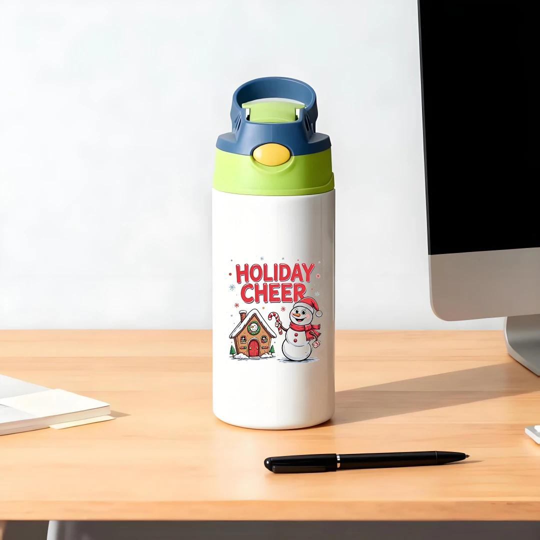 แก้วเก็บความร้อนสแตนเลส 304 ลายการ์ตูนตุ๊กตาหิมะคริสต์มาส แก้วหลอดดูดสำหรับเด็ก ของขวัญคริสต์มาส อุปกรณ์จำเป็นสำหรับฤดูหนาว อุ่นสบาย