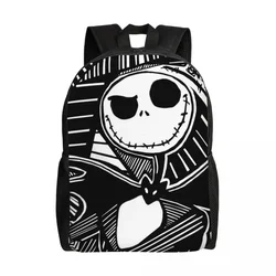 Zaini personalizzati da incubo prima di Natale per uomo donna scuola studente universitario Bookbag Skellington borse con teschio di Halloween