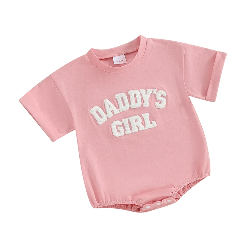 Infant Baby Girl Summer Outfit Sweatshirt Romper Daddys Girl Embroidery Jumpsuit Tops Matching Cute Newborn Clothes