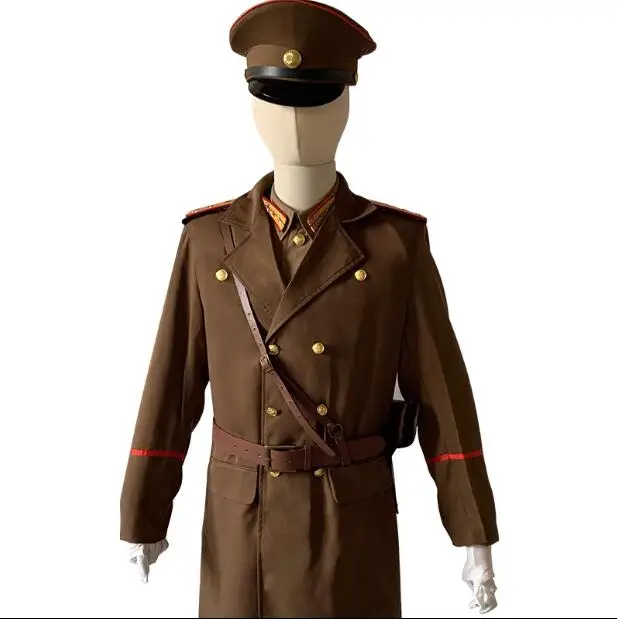 North Korea Military Uniform Men Spring Suit Include Hat Belt Pants Overcoat Shirt Holster