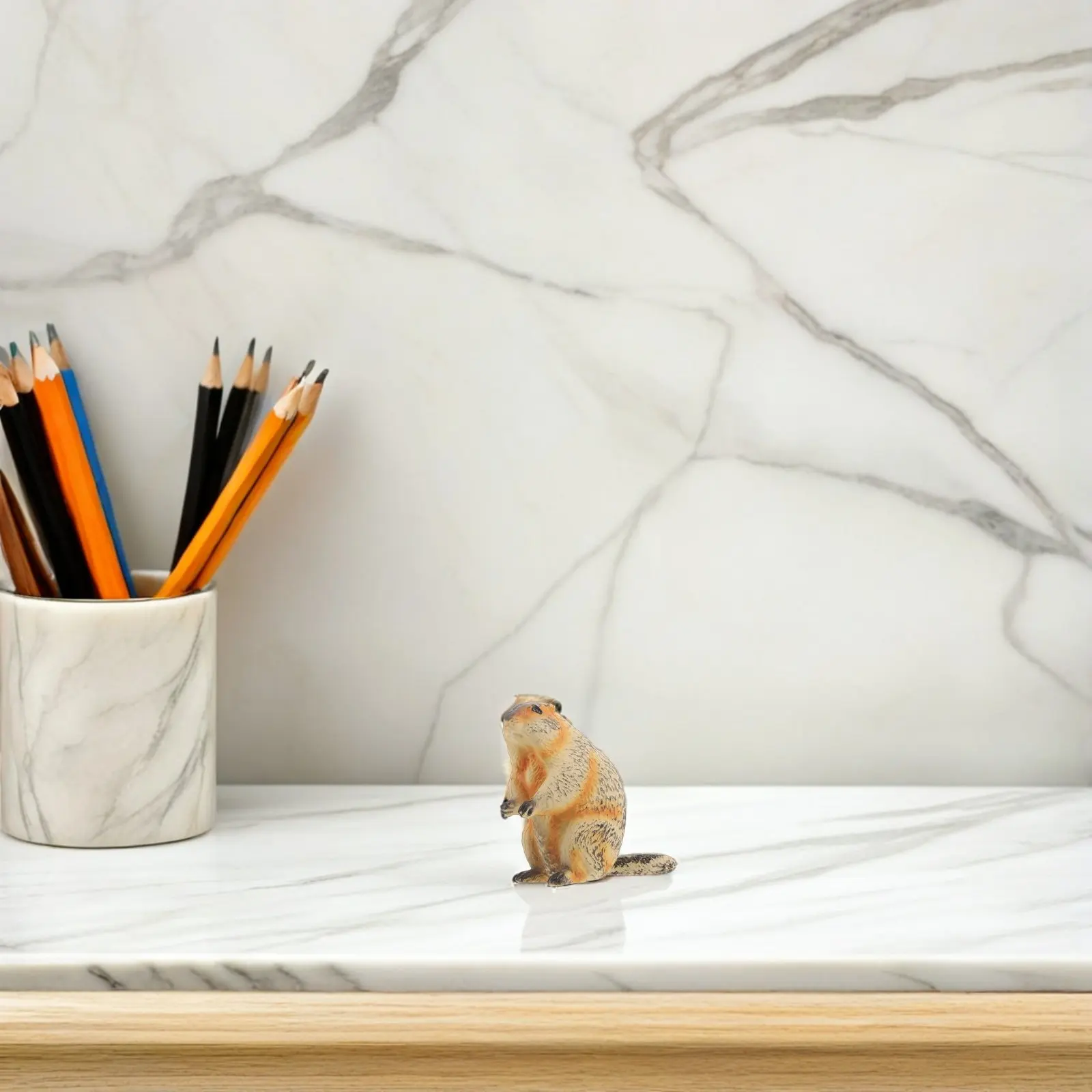 

2Pcs Realistic Groundhog Simulation Animal Decor Mini Miniature Educational Wildlife Figures for Office Bookshelf Display