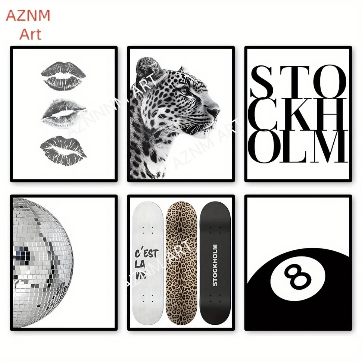 1/6 stücke Retro Leopard Gepard Abstrakte Leinwand Druck Poster Y2k Chic Moderne Minimalismus Kunstdrucke Wohnzimmer Wohnkultur