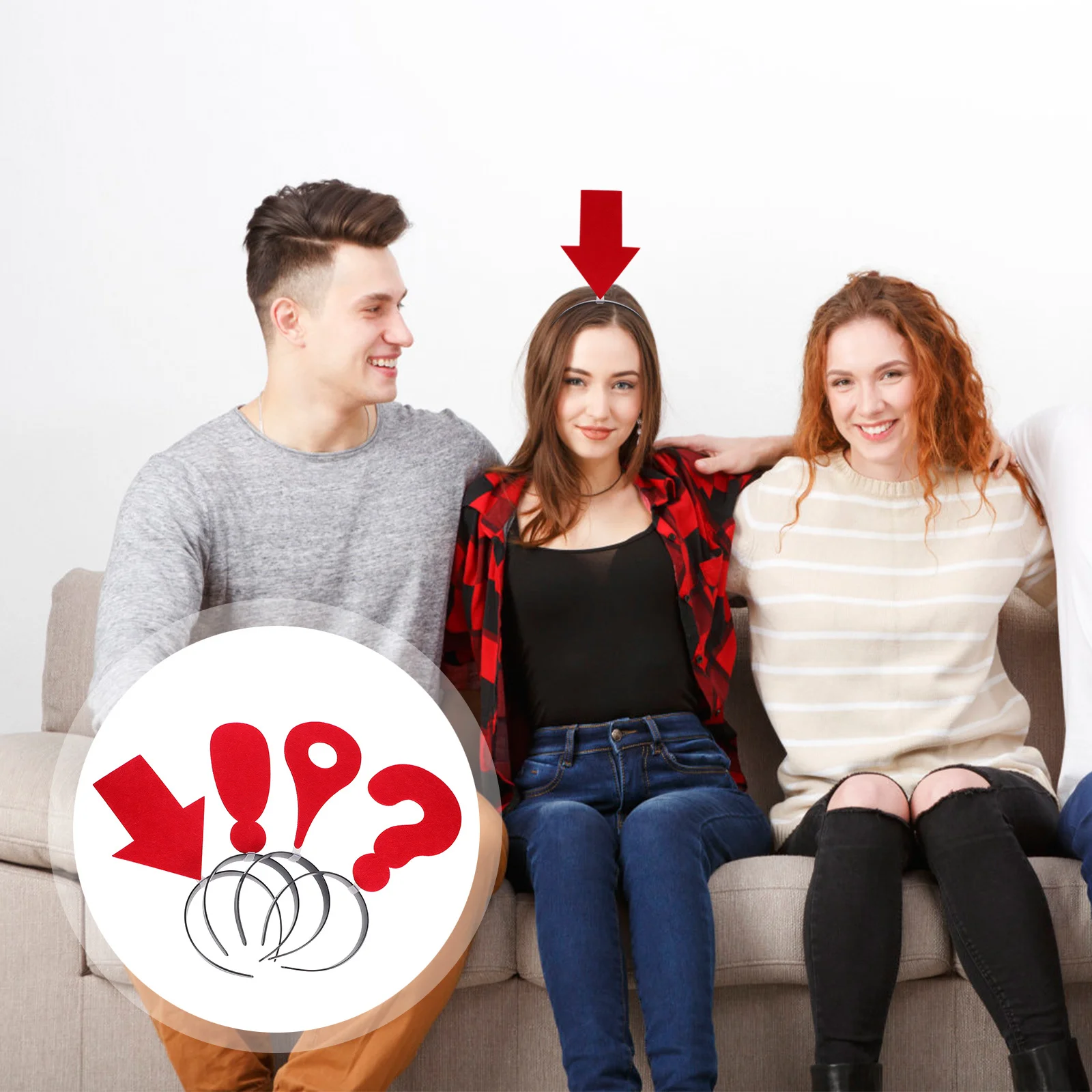 

4 pcs Arrow Headband Exclamation Question Mark Location Symbol Funny Headpiece For Women Girls Carnival Halloween Party Festival