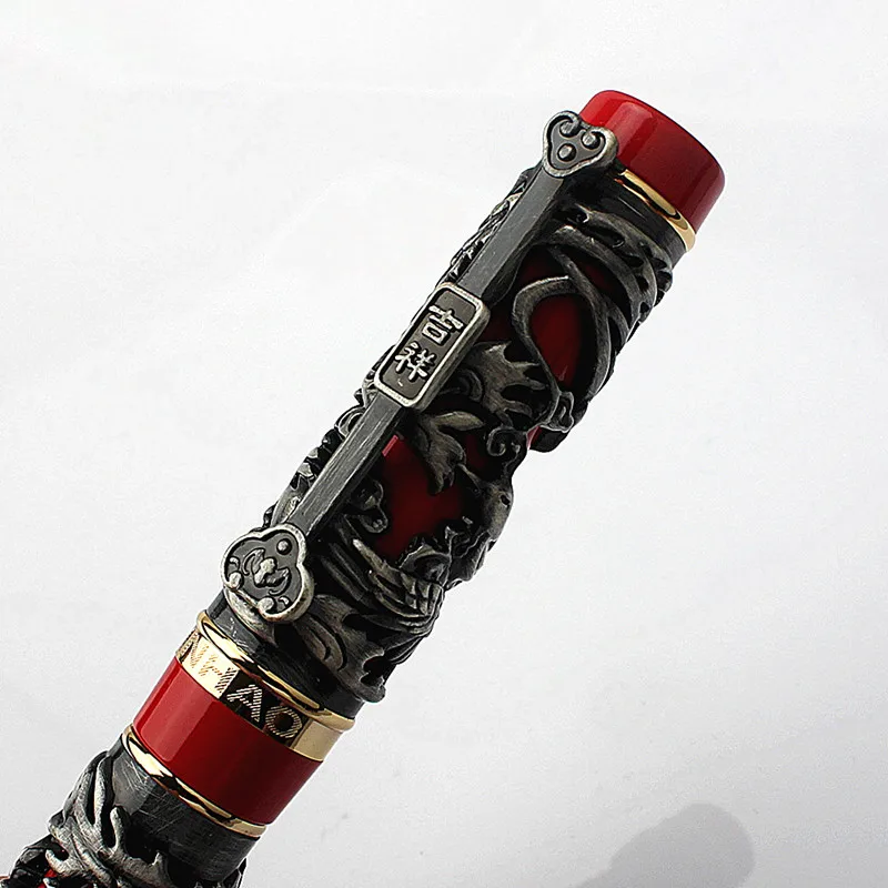 Luxury Jinhao Metal Carving Embossing Dragon And Phoenix 0.5MM Nib Heavy Fountain Pen school teacher gift Office School INK PEN