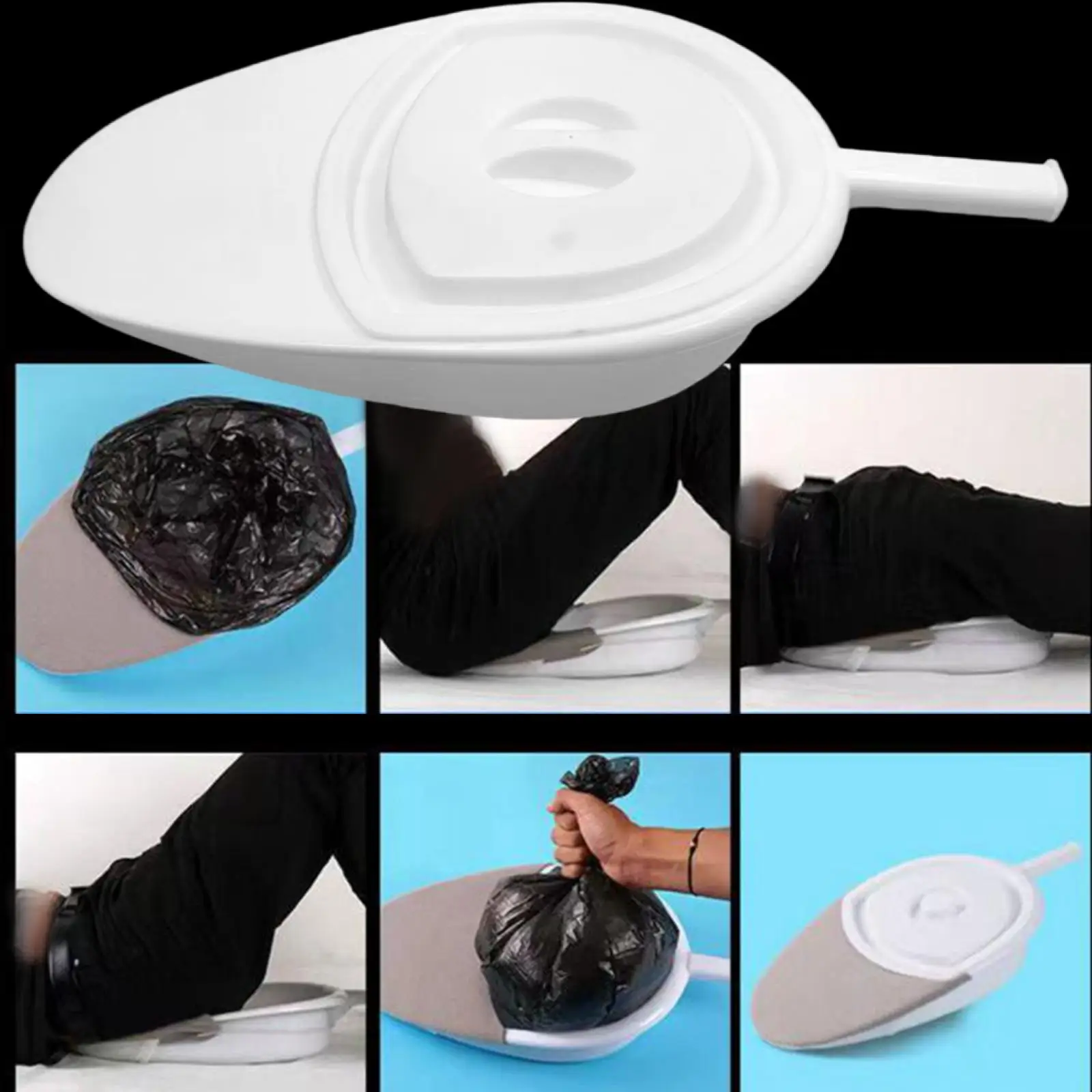 Portable Bedpan Stable with Handle Comfortable Fracture Reusable Universal with Cover Easy Clean Bed Pan for Old Man Patients