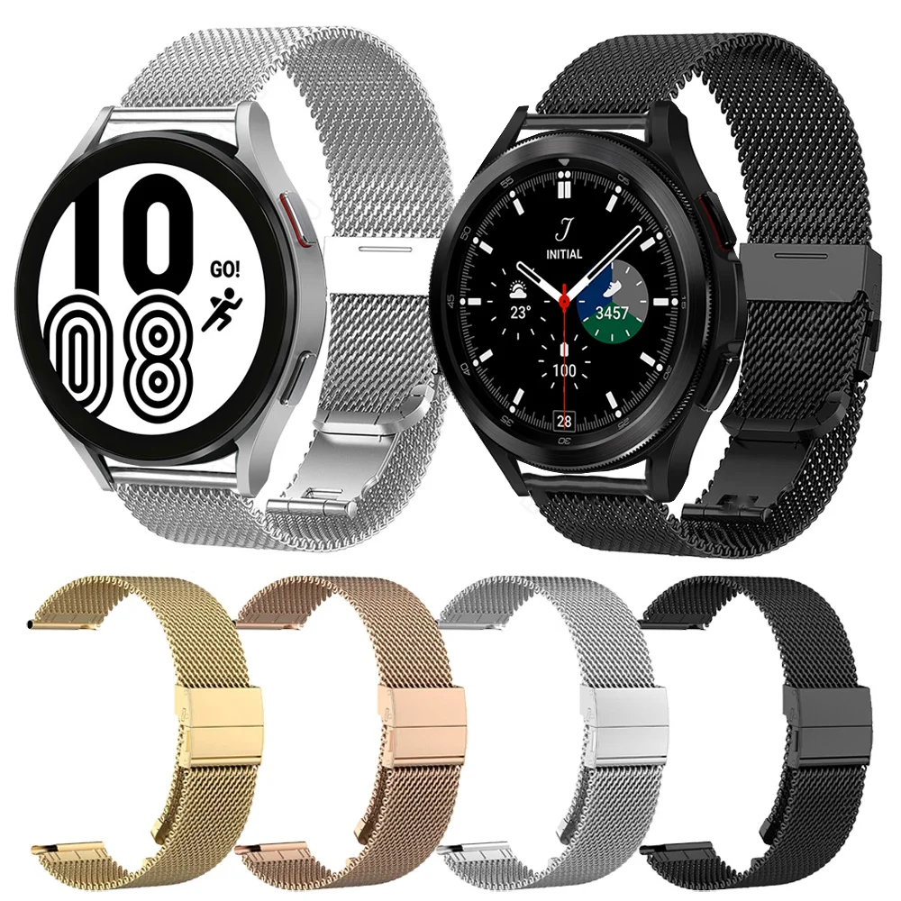 20mm Milanese Strap For Samsung Galaxy watch 4 Metal butterfly buckle Huawei Watch 42mm Band For Galaxy Watch 4 classic 42/46mm