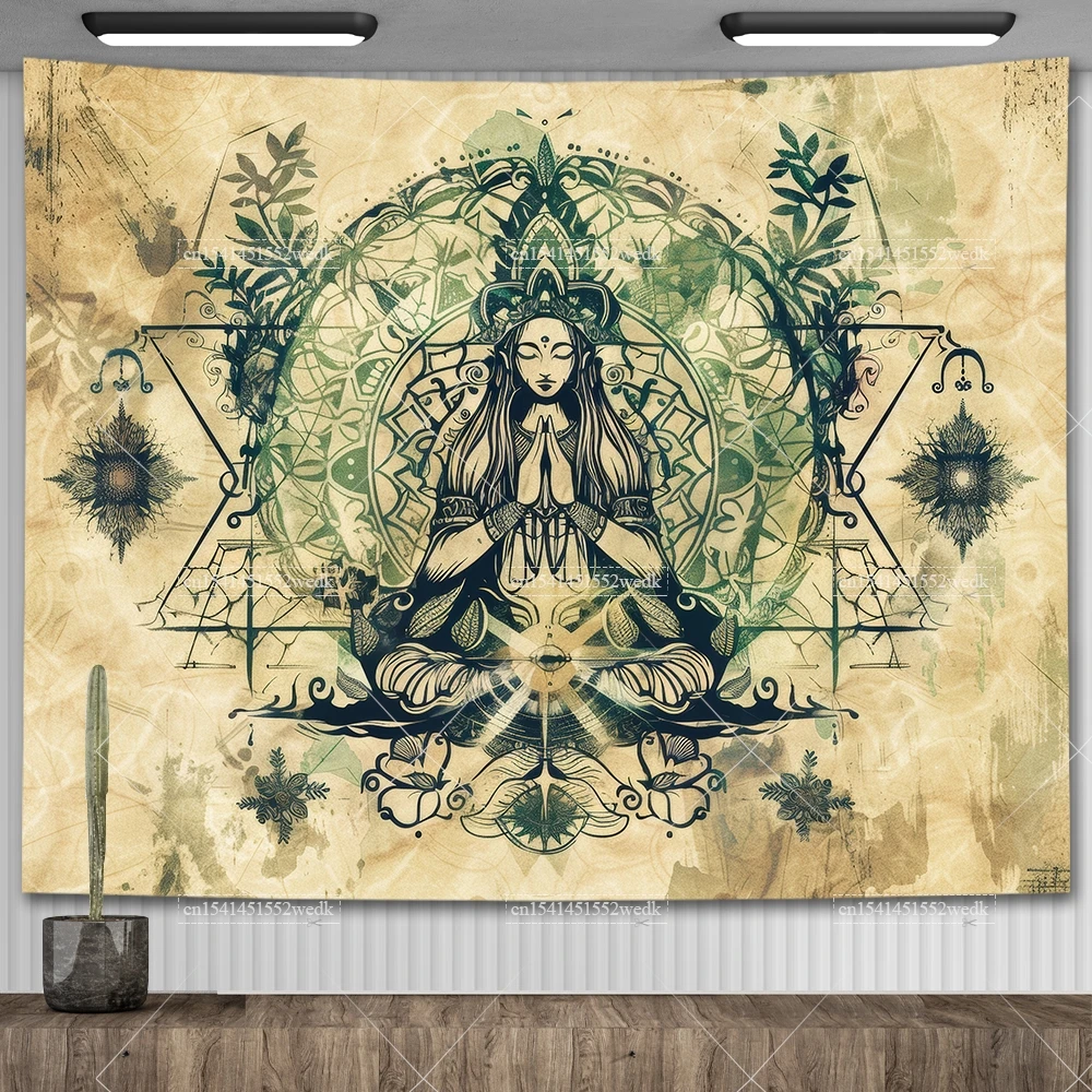 Nature Goddess Tapestry Mysterious Occult Witchy Tapestries Wall Hanging Room Decor Aesthetic Yoga Tapestrys Party Backdrops