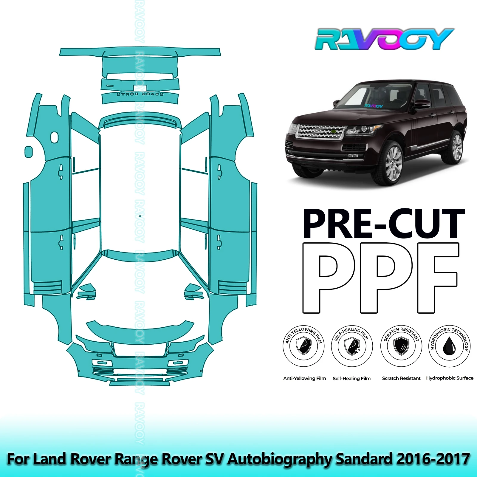 

8.5Mil Full Vehicle Precut PPF Paint Protection Film For Land Rover Range Rover SV Autobiography Sandard 2016-2017