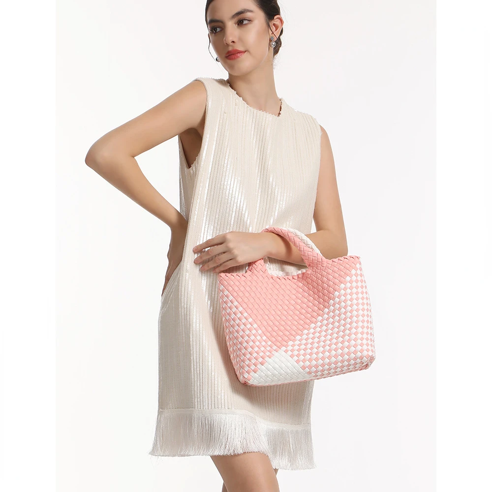 ZR DIARY Tote Woven Bags Women Single Shoulder Bag Large Capacity Color Splicing Handheld Bag for Female BZ333