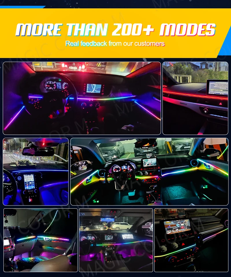 Vgetting 140/55,1 Zoll Auto Umgebungslichter 2in1 Universal LED Symphony RGB Atmosphäre Lampe USB APP Fernbedienung für Tesla Modell 3 Y S X – Detail 11