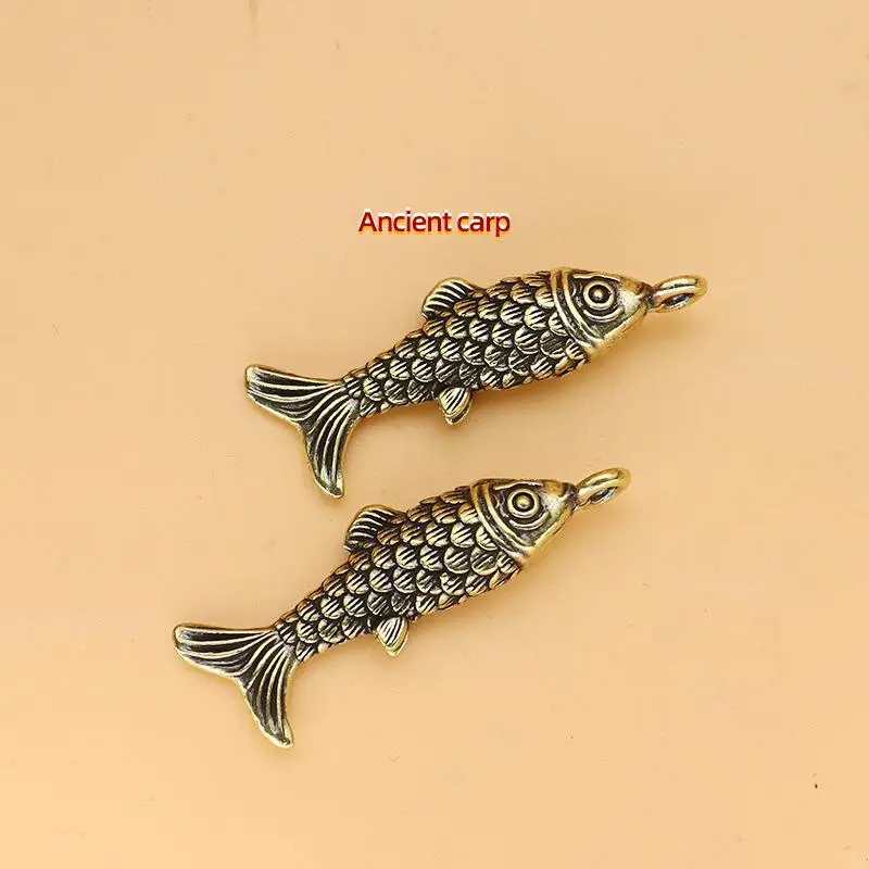 Vintage Koi-Fisch Schlüsselanhänger Anhänger Zubehör Messing Miniaturen Tischdekoration Klassische Kleine Tierfiguren Teehaustier Wohndekoration – Detail 7