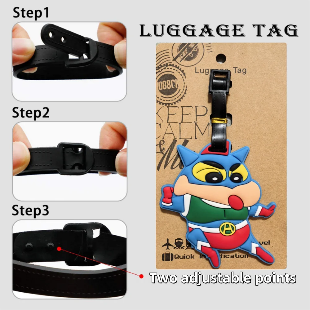 Kawaii anime crayon shin-chan etiqueta de bagagem bonito dos desenhos animados sílica mala id endereço titular bagagem embarque portátil meninas presentes