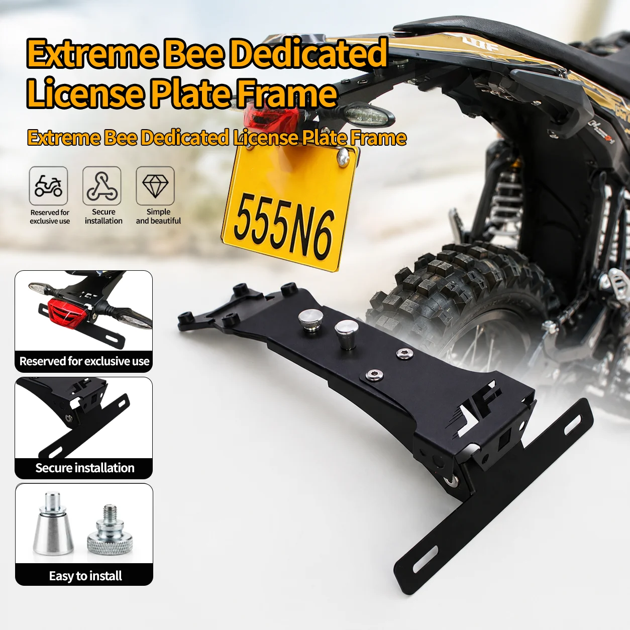 For Surron Ultra bee improved license plate bracket,improved backlight bracket kit,quick-release design,UB license plate bracket