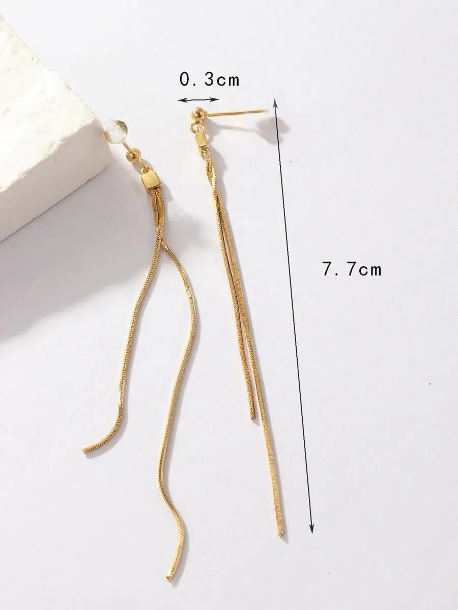 

Fashion Tassel Drop Earrings With Bead Detail
