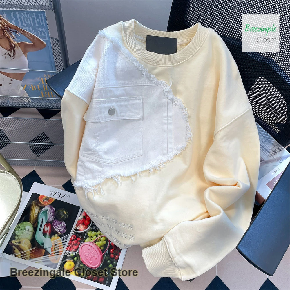 

American cowboy fashion temperament design sense sweater women's new autumn and winter new fashion lazy retro casual Joker top.