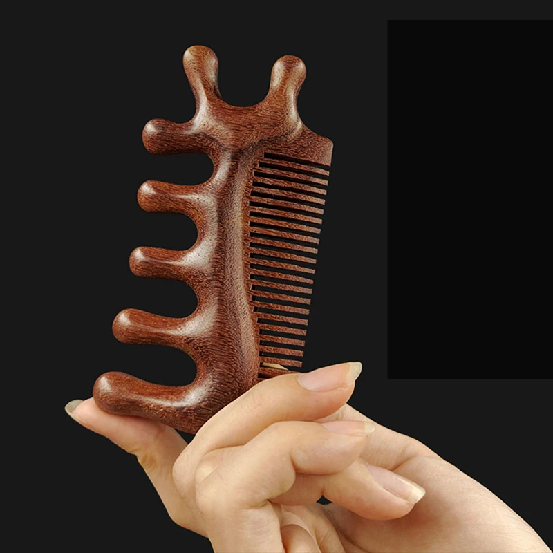 

3-in-1 Sandalwood Meridian Massage Comb – Anti-Static Styling Tool for Blood Circulation and Gua Sha Therapy