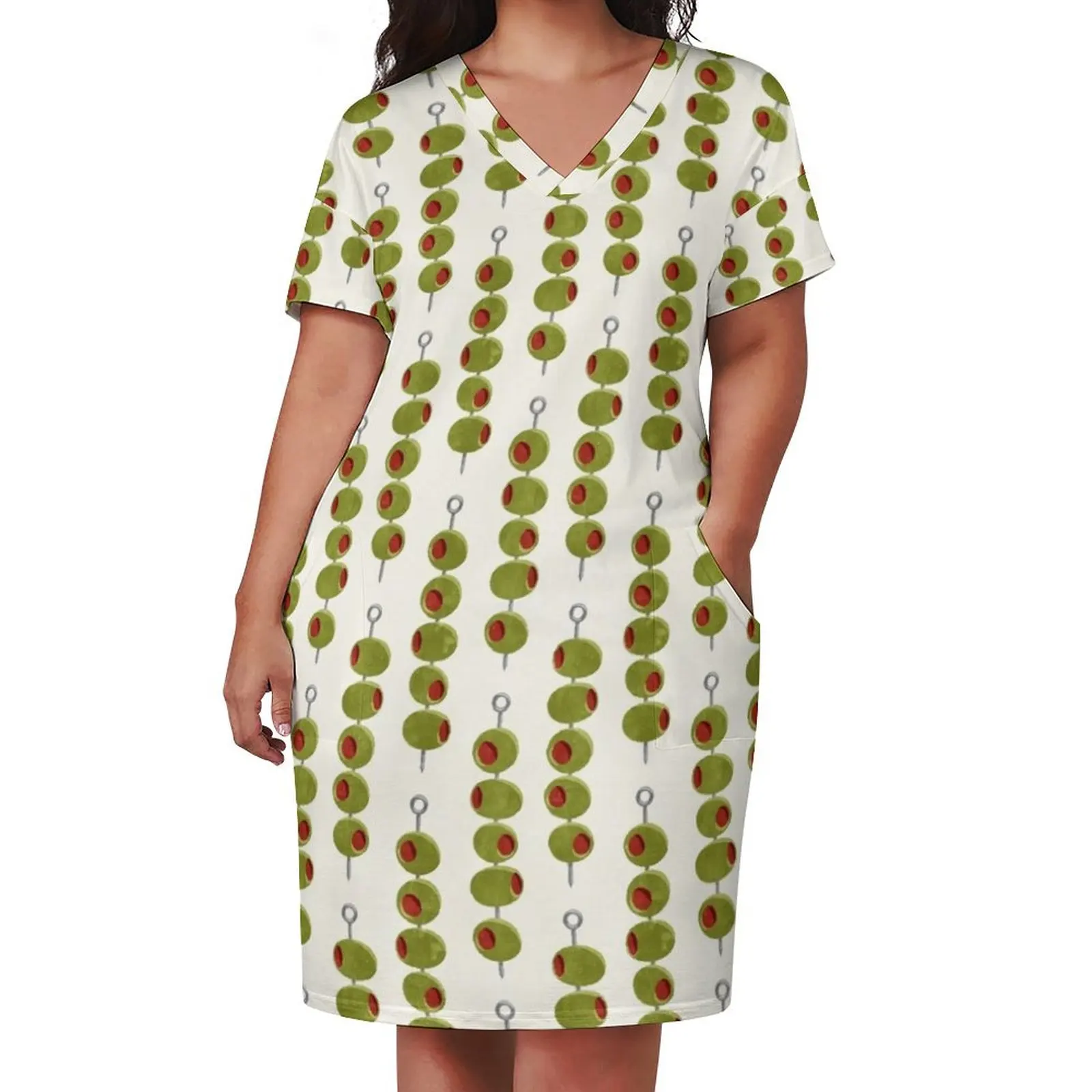 Martini cocktail olives - olives on a stick Loose Pocket Dress summer woman dress 2024 bandage dress