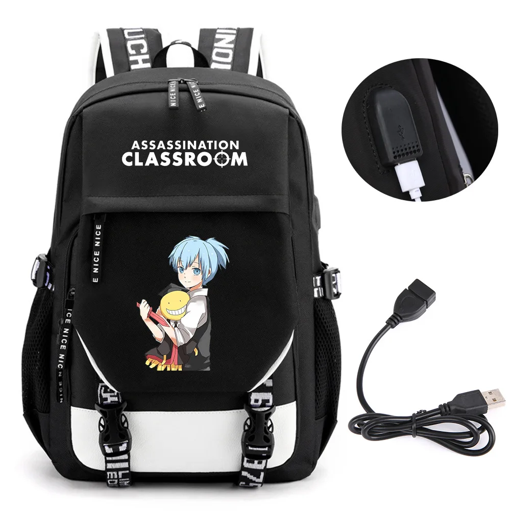 Anime Assassination Classroom Octupus Backpack School Book Bags Mochila Travel USB Port Bag Laptop Boy Girls Gift