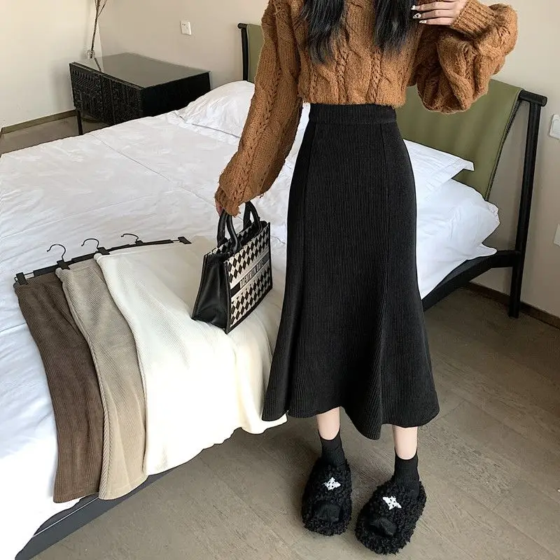 Solid Women Fashion Chic A Line Vintage Elegant High Waist Korean Streetwear Black Clothing All Match Y2K Female Casual Skirts