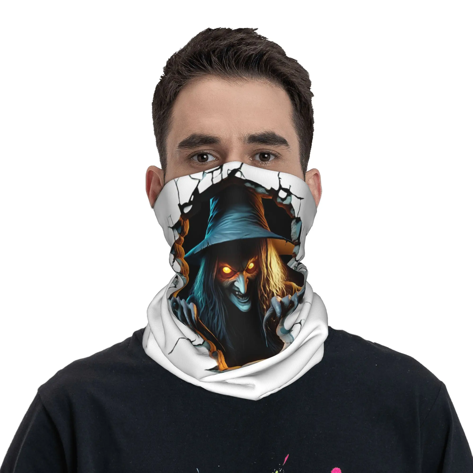 

Halloween Creepy Witch Winter Headband Neck Warmer Men Women Ski Cycling Tube Scarf Face Bandana Gaiter