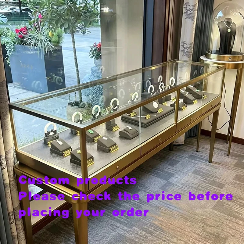 

custom.Customized Stainless Steel Jewelry Display Cabinet with LED Lighting Pull-out Rounded Corner Design Display Stand Sh