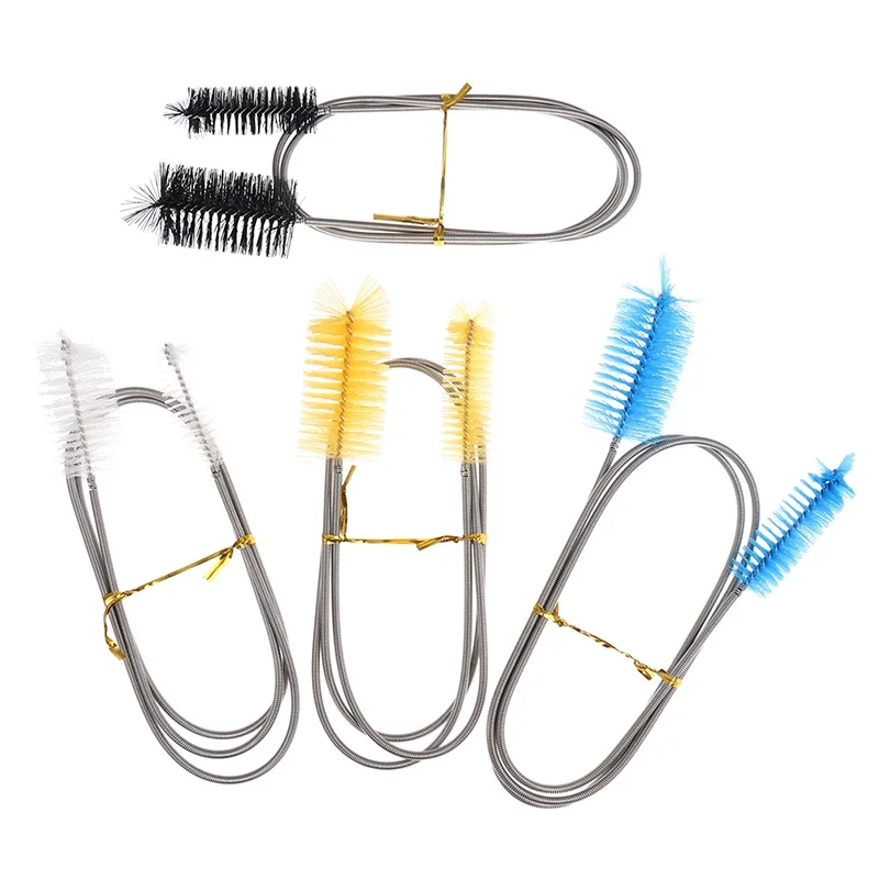 90cm Stainless Steel Spring Brush Flexible U-type Fish Tank Cleaning Tools Double Ended Nylon Pipe Cleaning Brushes