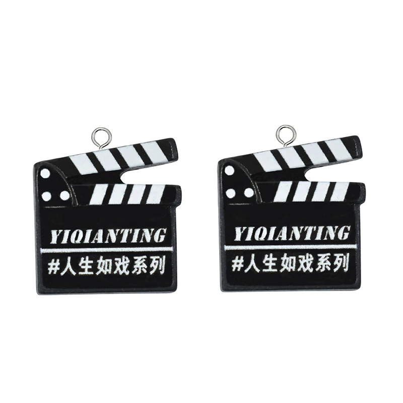 10pcs/pack Mini Film Clapperboard Resin Charms Funny Cute Shooting Clapboard Pendant For Earring Keychain DIY Jewlery Making