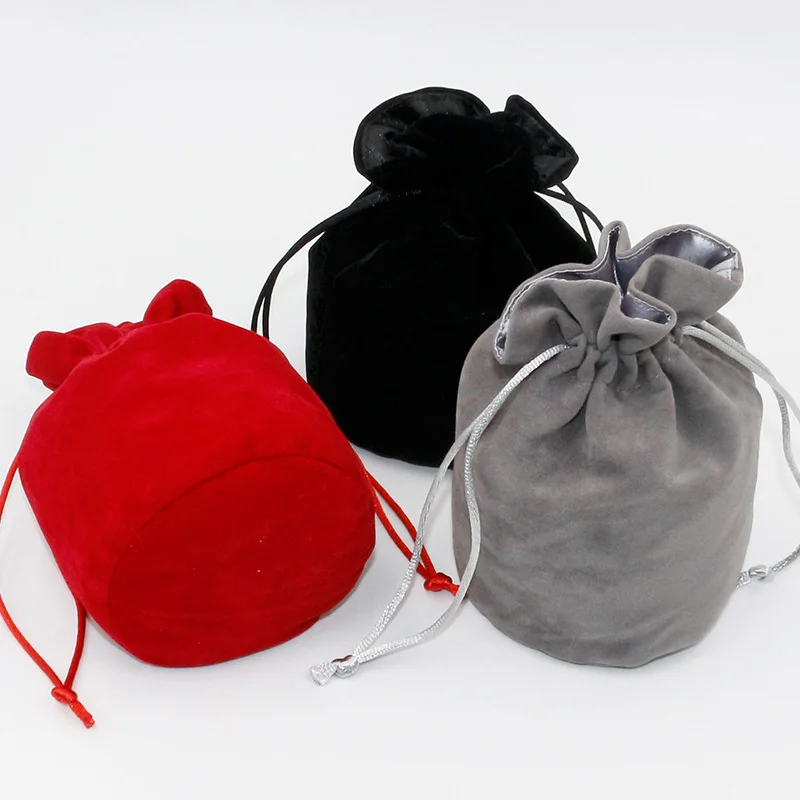 10pcs/lot Reusable Round Bottom Wine Bottle Packaging Bags Cosmetic Jewelry Velvet Drawstring Covers For Wedding Birthday Party