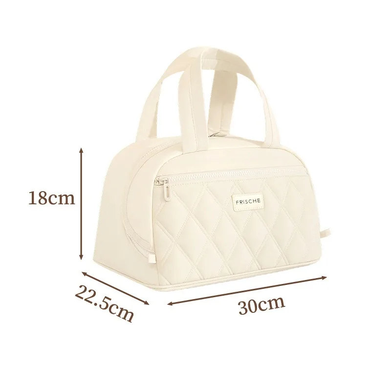 Große Isolierte Lunch-Tasche für Frauen PU-Leder Gesteppte Lunch-Tasche Auslaufsichere Thermische Kühltasche für Arbeit Picknick Reisen Niedliche Lunchbox – Detail 12