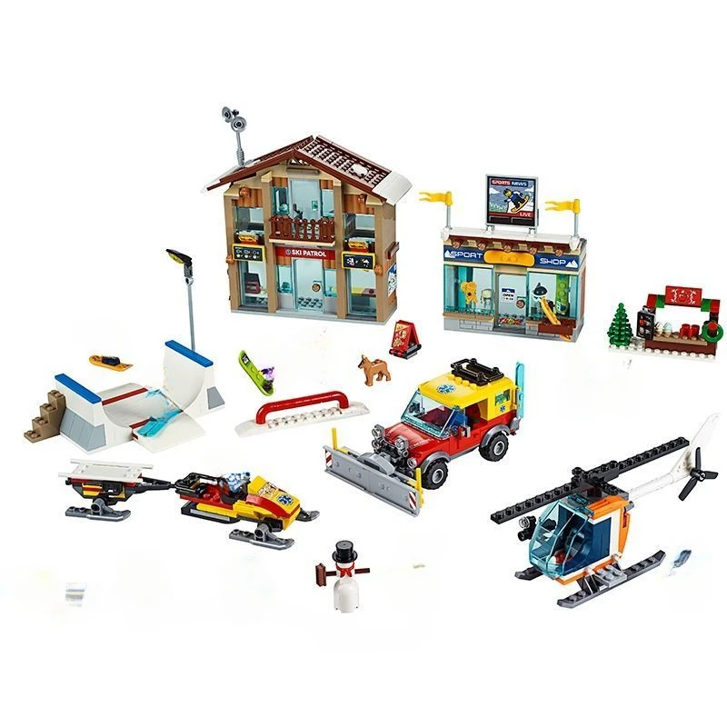 

Городская серия, лыжный курорт, детская образовательная сборка, строительный блок, игрушка для мальчика, Рождественский подарок