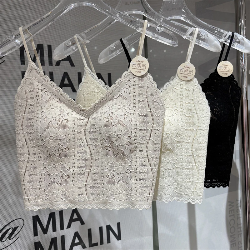 Tagkita Sexy Lace Fixed Inteated Sl Brtte Gathered Breathable Underwear Strap Daily Wear ort Length Thin Model