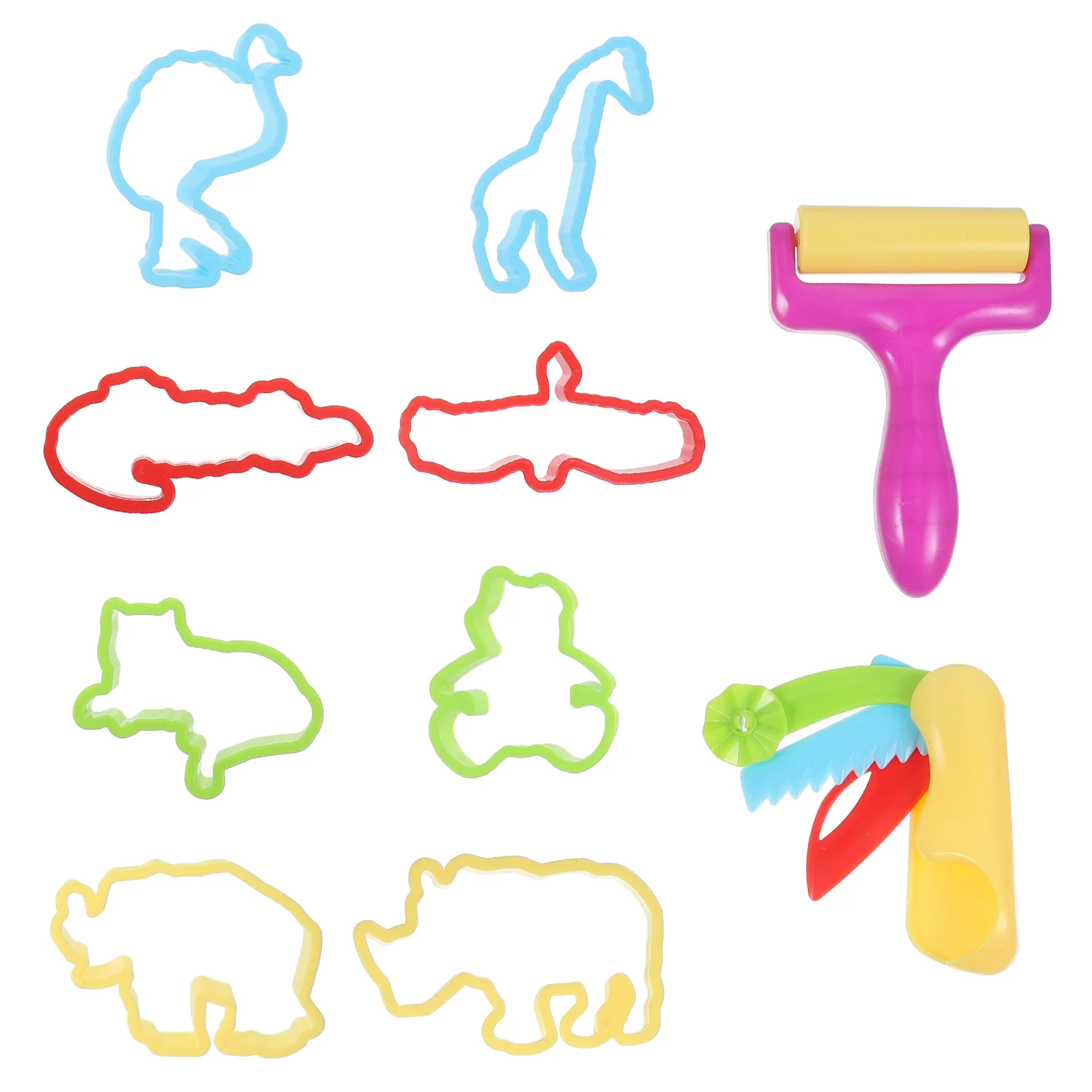 10개 색상 플라스틱 점토 몰드 세트 다양한 동물 모양 DIY 도구 어린이 초기 학습 창의력 발달용