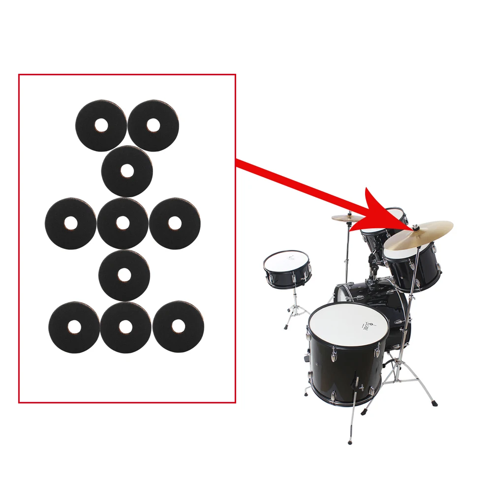 10 pz Drum Kit piatti feltro Pad percussione accessori per strumenti musicali fette di tamburo Stand rondella Pad protezione piatti