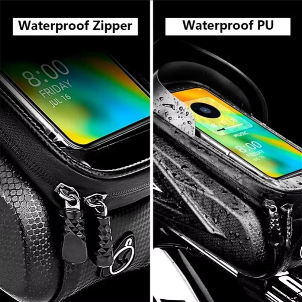Fahrrad Tasche Für Telefon Radfahren Top Vorne Rohr Rahmen Tasche Wasserdichte Fall Lagerung Touchscreen MTB Rohr Hard Shell Front Strahl Tasche – Detail 3