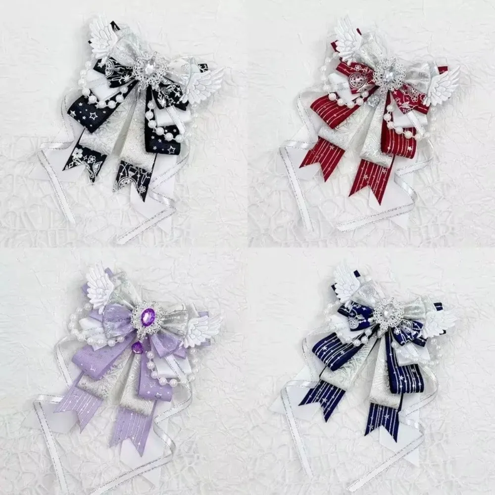 Handmade Jewelry Itabag Decoration Long Streamers Knot Bowknot Lolita Angel Wing Bow Bag Pendant Crystal Pearl Anime Collectible